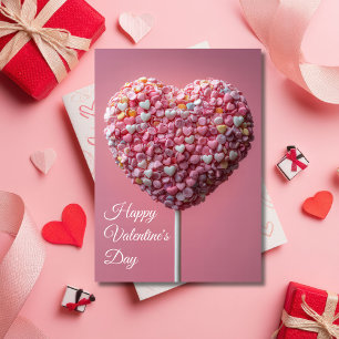 Carte Cakepop rose en forme de coeur Valentine's Greetin