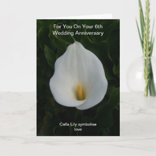 Carte Cala Lily 6e anniversaire de Mariage personnalisé