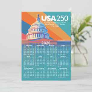 Carte Calendrier 2026 avec USA 250 Capital America Card