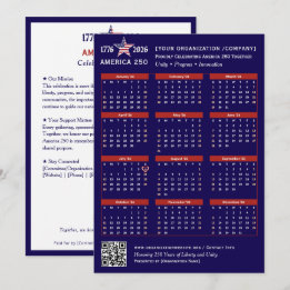 Carte Calendrier America 250 Patriotic Blue 2026