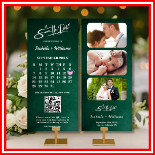 Carte Calendrier de codes QR de photos Vert Émeraude Enr