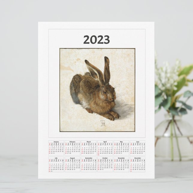 Carte Calendrier des jeunes lièvres pour 2023 Albrecht D (Debout devant)