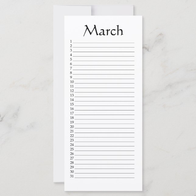 Carte Calendrier perpétuel Mars Ésaïe 33:17 (Devant)