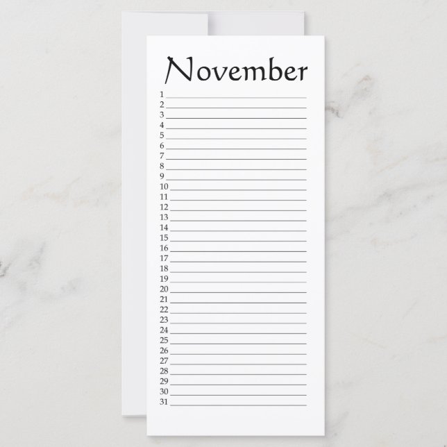 Carte Calendrier perpétuel Novembre Emploi 37:22 (Devant)