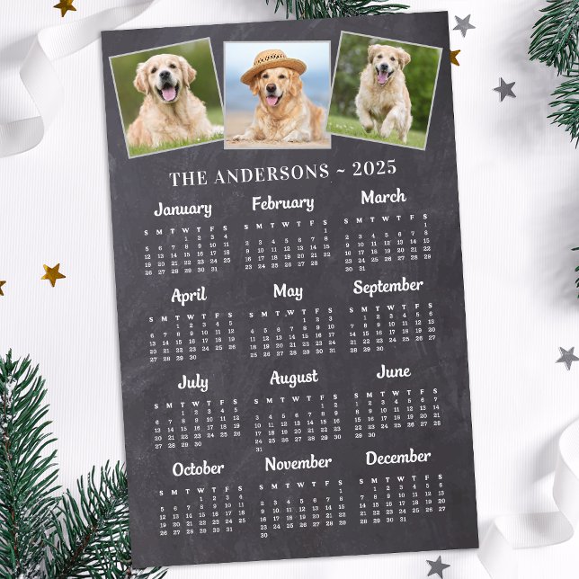Carte Calendrier photo du tableau de bord rustique (Créateur téléchargé)