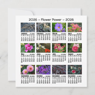 Carte Calendrier photo personnalisé 2026 Dimanche début