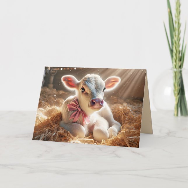 Carte Calf Blanc Dans Le Stand De Grange (Devant)
