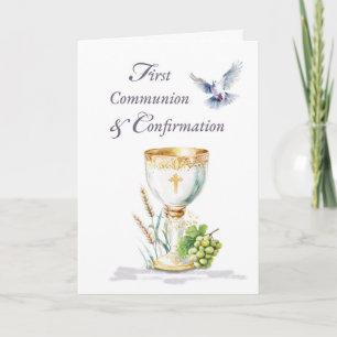 Carte Calice de confirmation de communion adulte Colombe