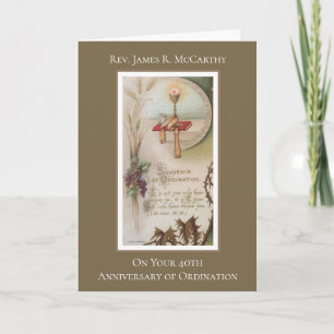 CARTE CALICE D'ORDINATION DU PRÊTRE ANNIVERSAIRE HOSTIE