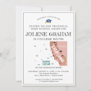 Carte California Fête de fin d'études pour un départ v