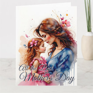Carte Câlin de fête des mères dans le style floral aquar