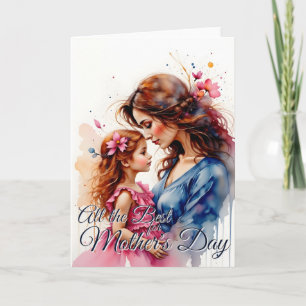 Carte Câlin de la fête des Mères dans le style floral aq