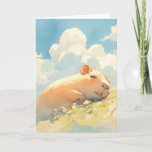 Carte Câlins de capybaras dans l'herbe