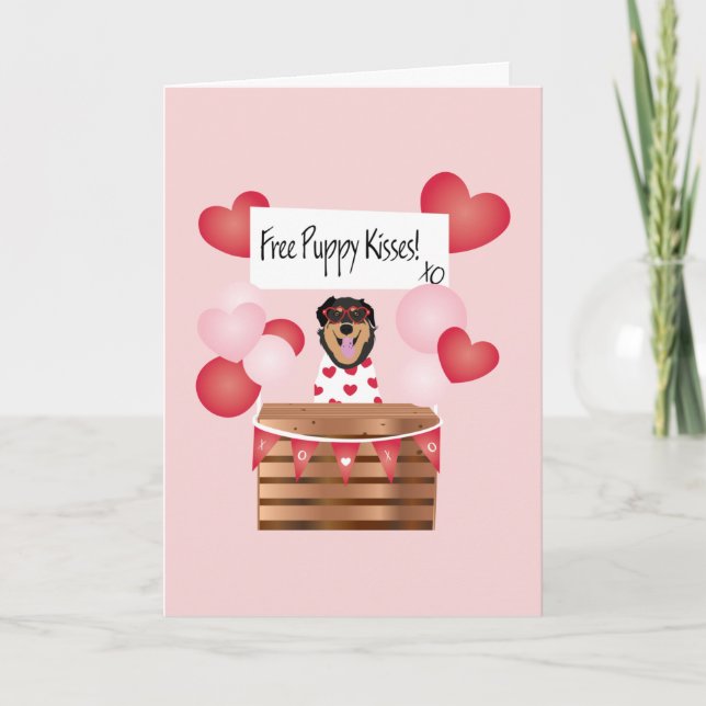 Carte Câlins de chiots gratuits Saint-Valentin Chien Rou (Devant)