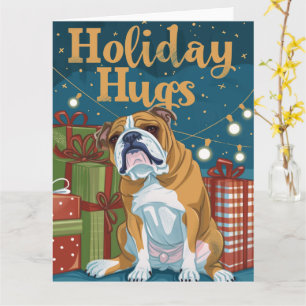 Carte Câlins de vacances de Bulldog Anglais Lumières