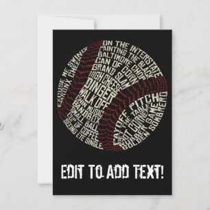 Carte Calligramme des mots de baseball