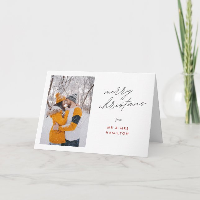 Carte Calligraphie de script Joyeux Noël Photo Vacances (Devant)