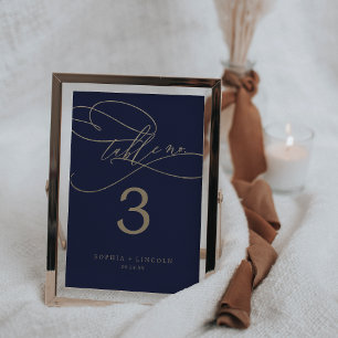 Carte Calligraphie d'or de la Marine Romantique 5x7" Num