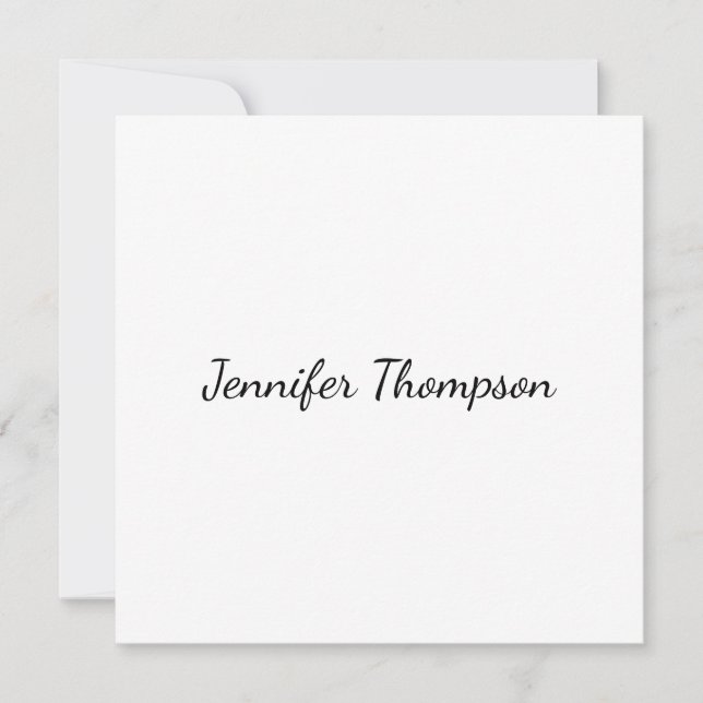 Carte Calligraphie Élégant Simple Nom Plain (Devant)