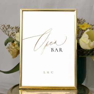 Carte Calligraphie en or blanc 5 x 7 Mariage OUVERT Pann