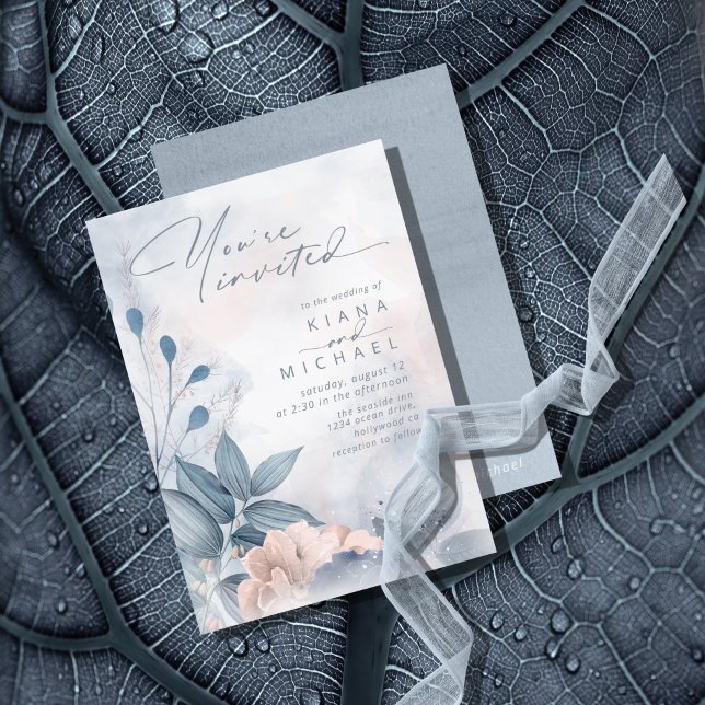 Carte Calligraphie Floral Dusty Blue ID771 (Créateur téléchargé)