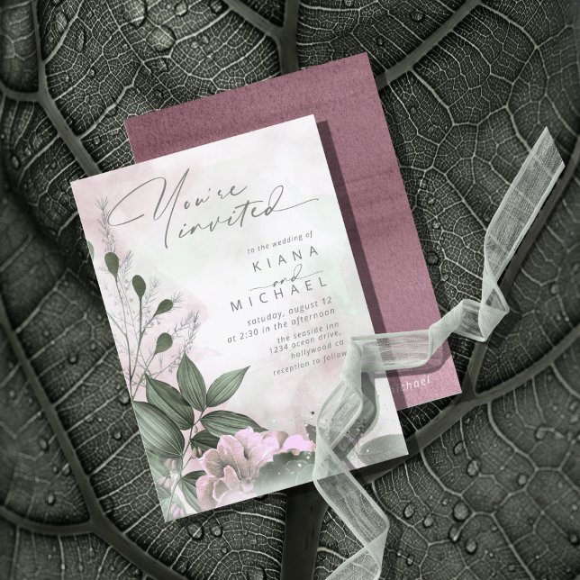 Carte Calligraphie Floral Mauve ID771 (Créateur téléchargé)