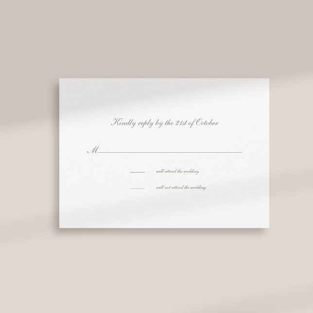 Carte Calligraphie Formal Classic Mariage en ivoire RSVP (formal traditional elegant calligraphy wedding rsvp card ivory white classic)