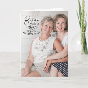 Carte Calligraphie minimale Photo Anniversaire Belle-fil