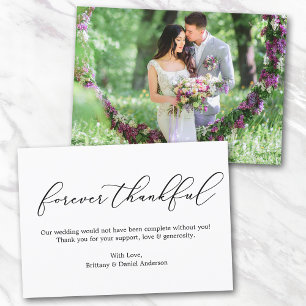 Carte Calligraphie minimaliste Mariage Forever Thanking