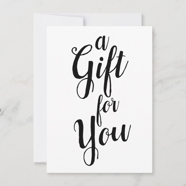 Carte Calligraphie noir blanc certificat cadeau (Devant)