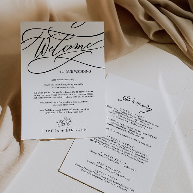 Carte Calligraphie romantique Bienvenue Lettre & Itinéra (Créateur téléchargé)