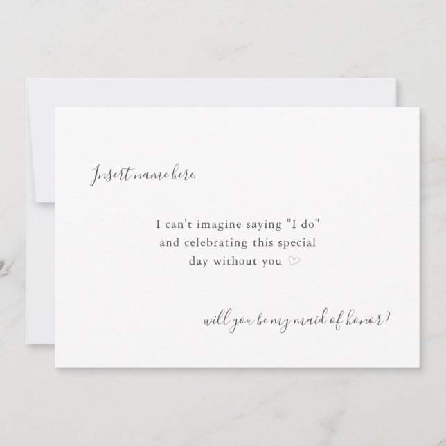 Carte Calligraphie simple moderne Maid of Honor Proposit (Devant)