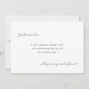 Carte Calligraphie simple moderne Maid of Honor Proposit