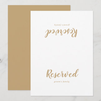 Carte Calligraphie simple|Signe Réservé Mariage Gold Bac