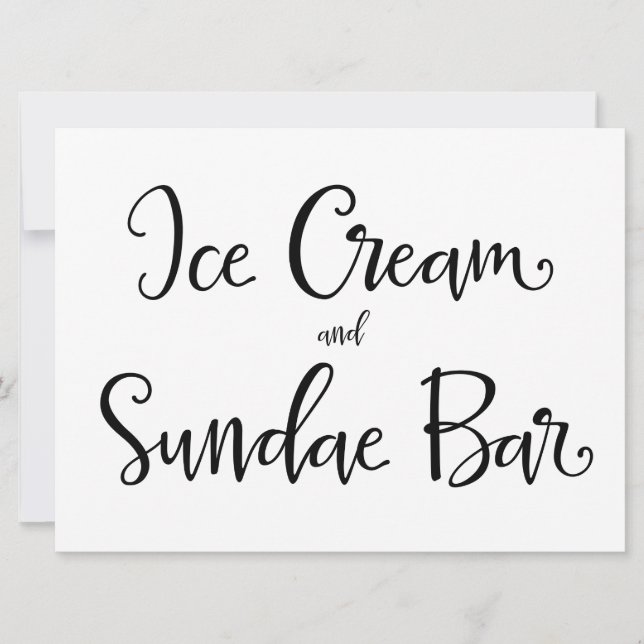 Carte Calligraphie | Symbole "Ice Cream and Sundae Bar" (Devant)