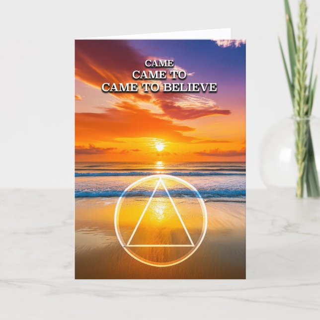 Carte Came To Believe Slogan AA Plage au lever du soleil (Devant)
