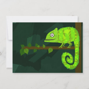 Carte Caméléon vert mignon