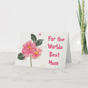Carte Camélia rose aquarelle Fête des Mères