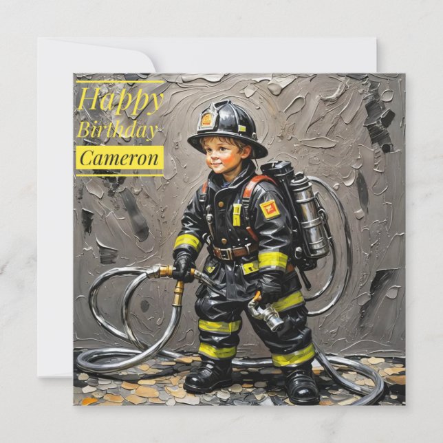 Carte CAMERON ~ Joyeux Anniversaire ~ Fireman ~ (Devant)