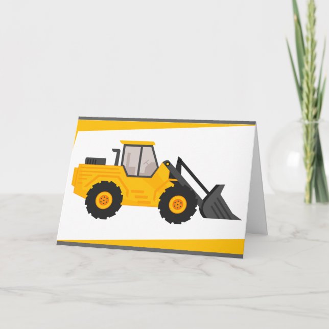 Carte Camion à Bulldozer de Construction Anniversaire (Devant)