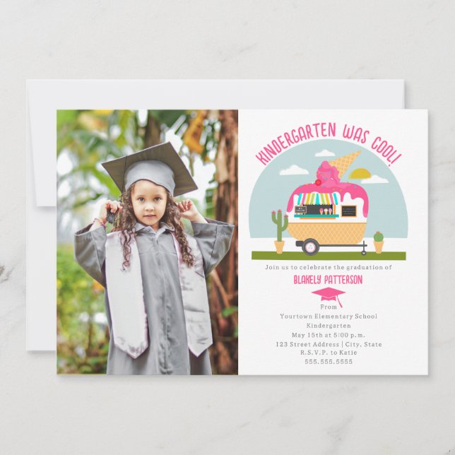Carte Camion à crème glacée Photo maternelle Graduation (Devant)