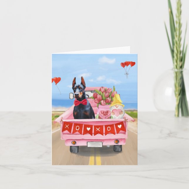 Carte Camion de la Saint-Valentin avec coeurs et chien D (Devant)