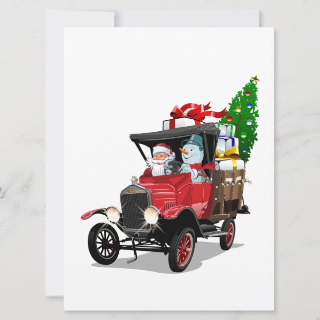 Carte Camion de Noël dessin animé (Devant)