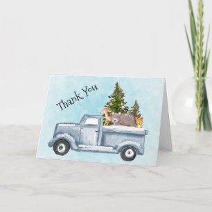 Carte Camion de Noël transportant des arbres et des anim