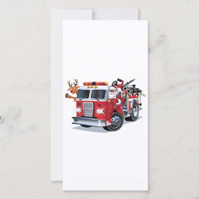Carte Camion de pompiers de Noël cartoon (Devant)