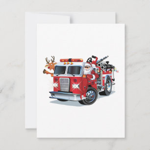 Carte Camion de pompiers de Noël de dessin animé