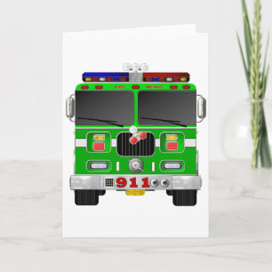 Carte Camion de pompiers de vert de chaux