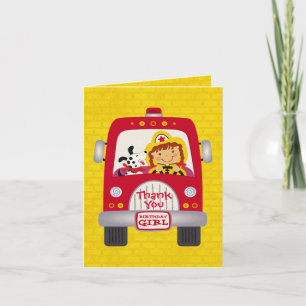 Carte Camion d'incendie Fille d'anniversaire v1