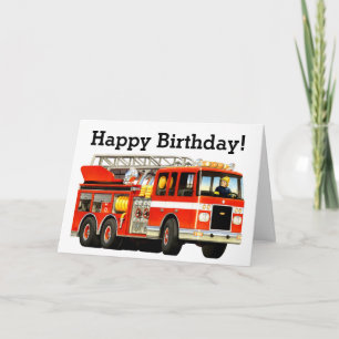 Carte Camion d'incendie rouge sur mesure pour enfants Jo