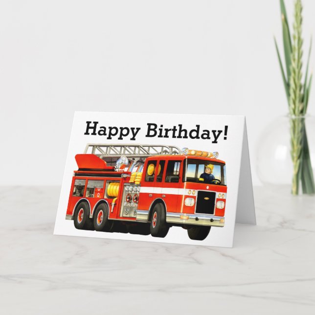 Carte Camion d'incendie rouge sur mesure pour enfants Jo (Devant)